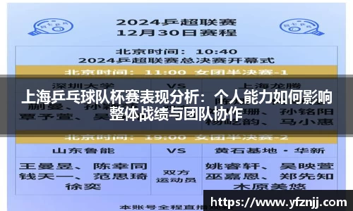 上海乒乓球队杯赛表现分析：个人能力如何影响整体战绩与团队协作